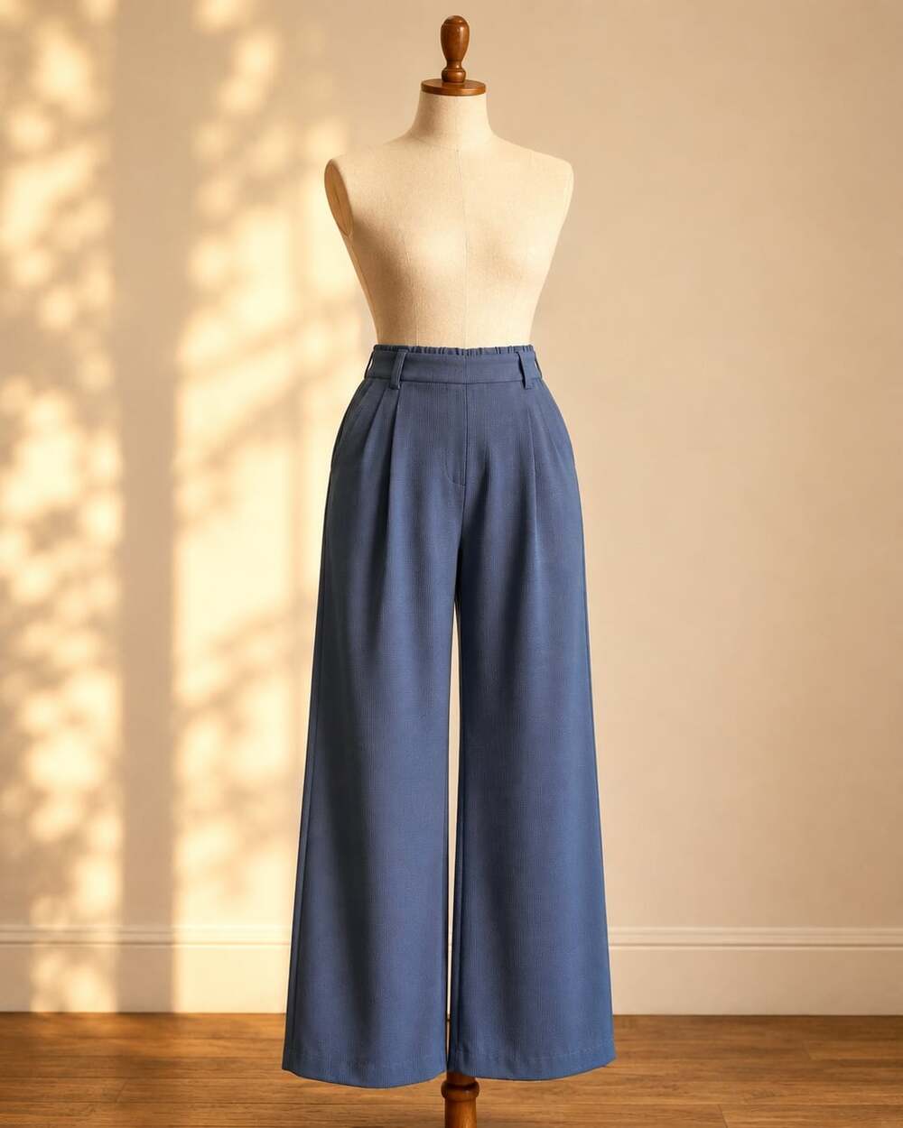 Halara Flex Waffle Wide Leg Work Pants XL Blue High Rise Pleated Stretch